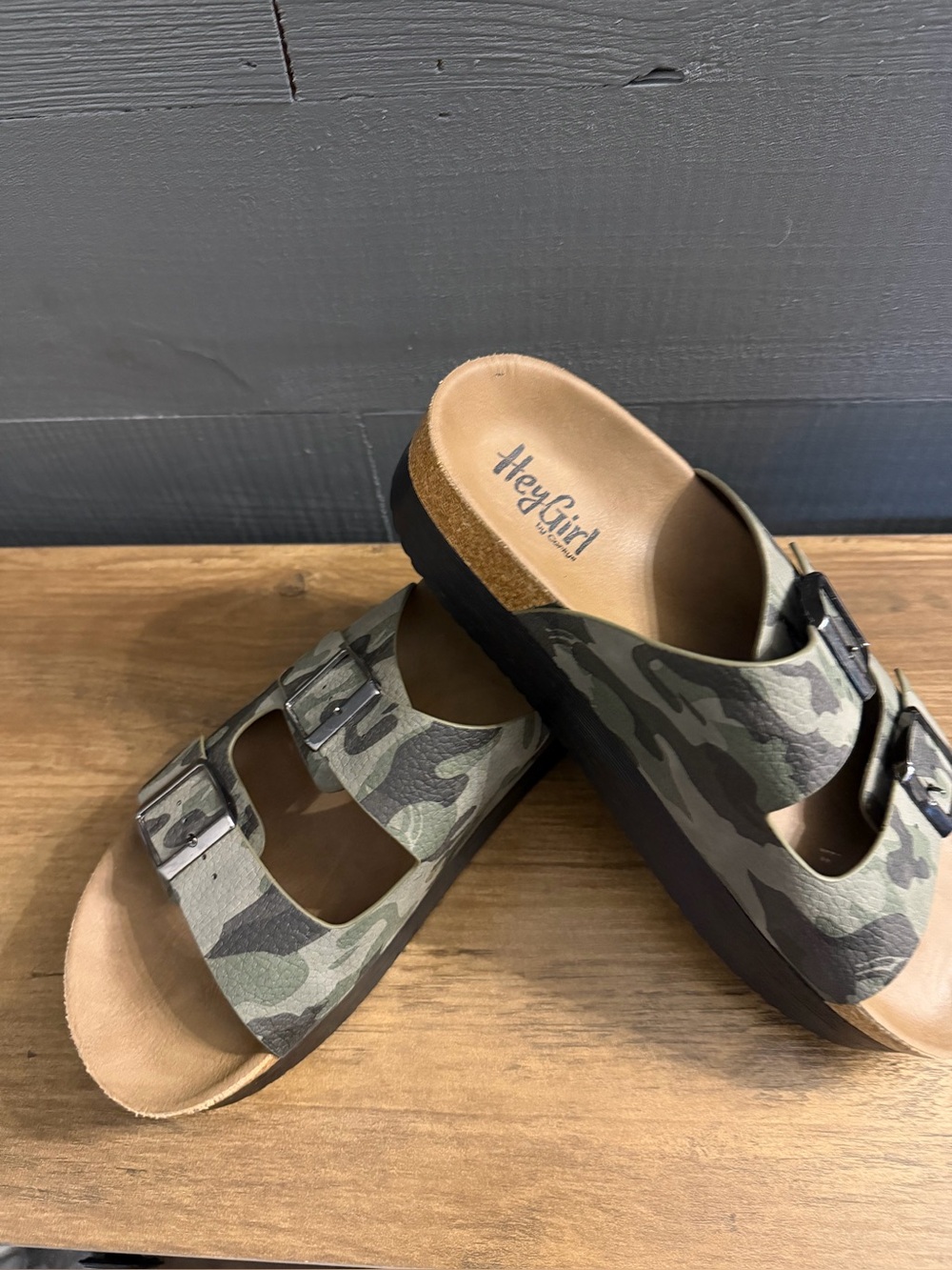 Kids' Camo Slide Sandals in Green